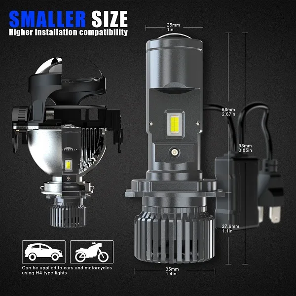 LED Headlight mini projector lens H4 - Image 2