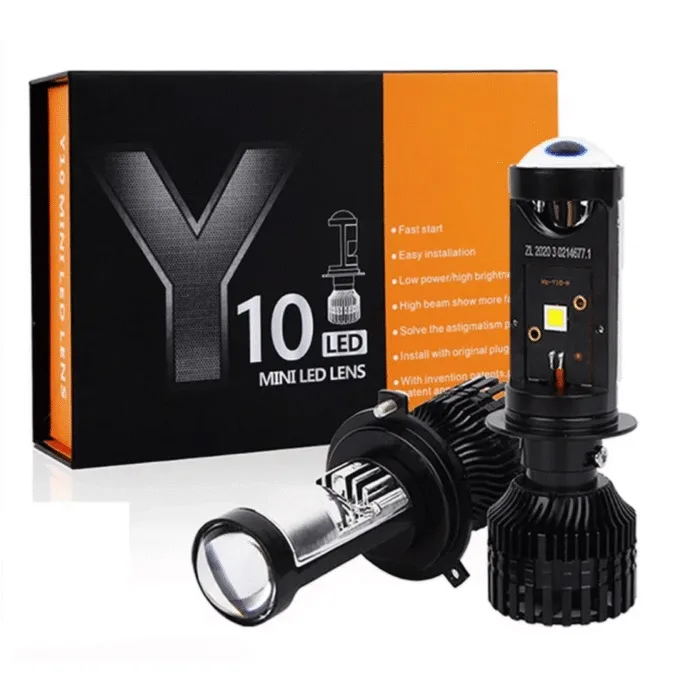 9-32V LED Headlight Projector Mini Lens Y10 bi-led 60W H4 H7 6000-6500K white light with csp led for cars, motorcycles, with 1 year warranty from LYV AUTO